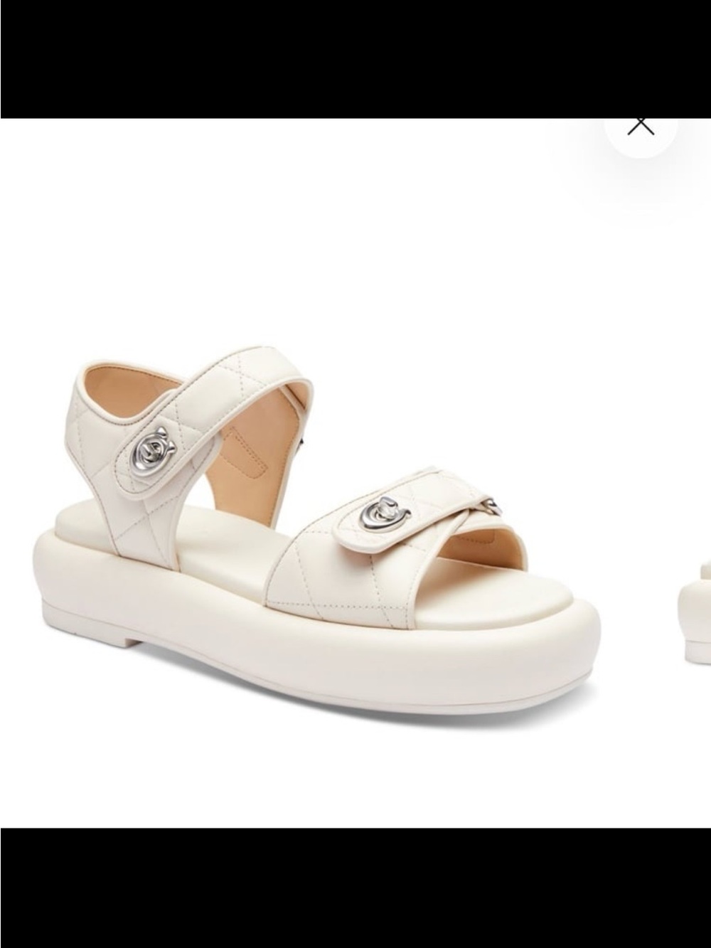 NWT coach women’s Peyton double buckle sandals color chalk leather 9.5